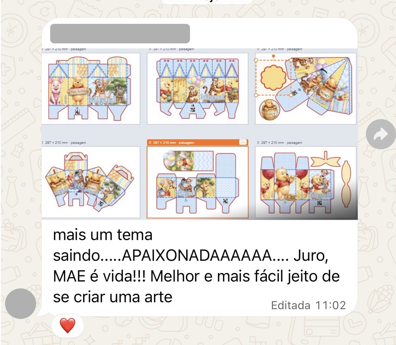 Depoimento de aluna do Método MAE (print do WhatsApp, com nome oculto)