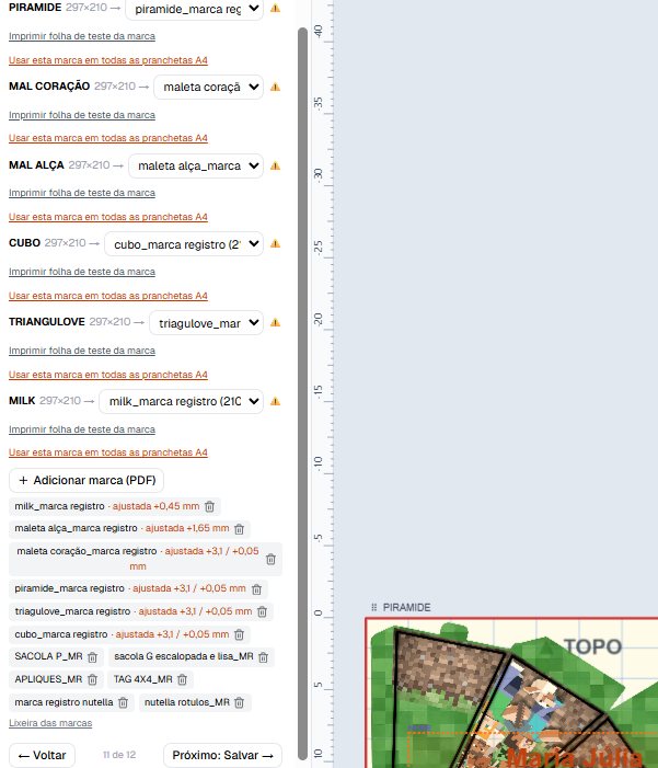 Lista de marcas com o ajuste salvo em cada uma